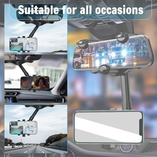 Revolutionize Your Commute with the 360-Degree Rearview Mirror Phone Holder – Advanced Multifunctional Car Mount for Effortless Navigation, Hands-Free Calls, and Music Control – Secure, Easy-to-Install Accessory Compatible with All Smartphones