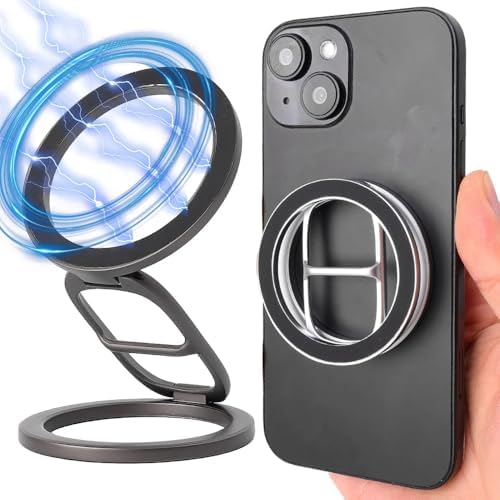 Sleek Silver Gym Magnetic Phone Holder – Dual Magnet Technology for Unmatched Grip, 360° Rotatable Design for Optimal Viewing Angles, Effortless Attachment to Metal Surfaces, Compatible with i Phone 12/13/14/15/16, Samsung & All Mag Safe Smartphones – Ultimate Portable Phone Mount for Distraction-Free Workouts