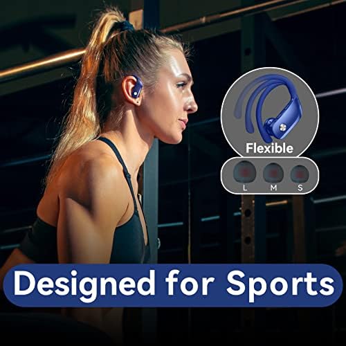 Elevate Your Sound Experience with Bmani Wireless Earbuds: 48-Hour Playtime Bluetooth Headphones with LED Battery Indicator, Secure Over-Ear Design, Built-in Mic for Hands-Free Calls, Ideal Sport Earphones for Active Lifestyles
