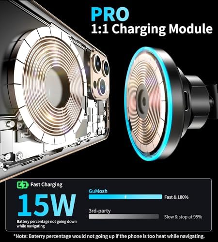 Mag Safe Wireless Car Charger Mount – Ultimate Magnetic Phone Holder for i Phone 12-16 Series, Dash/Windshield/Vent Compatibility, Enhanced Quick Charge with LED Light for Safe Navigation and Seamless Connectivity