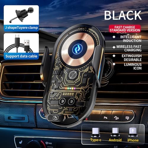Revolutionary Wireless Car Charger & Transparent Phone Holder for Android – Fast Automatic Sensing Mount for Effortless Air Vent Installation – Stay Connected & Hands-Free While Driving