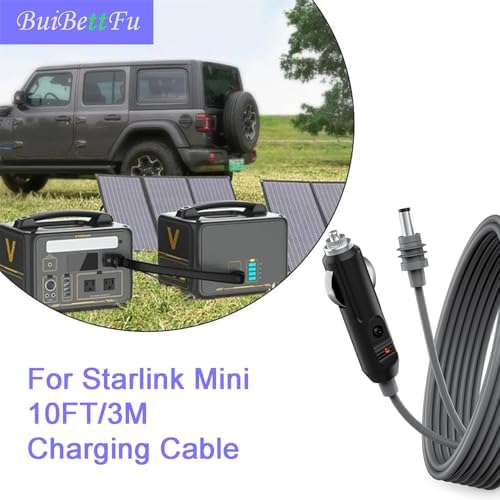 Starlink Mini 10 FT DC Power Cable for Vehicles – Heavy-Duty 12 V-24 V Car Charger Adapter with Waterproof Design | High-Speed Connectivity for On-the-Go Internet Access | Versatile 3-in-1 USB-C Plug Cord for Camping & Travel