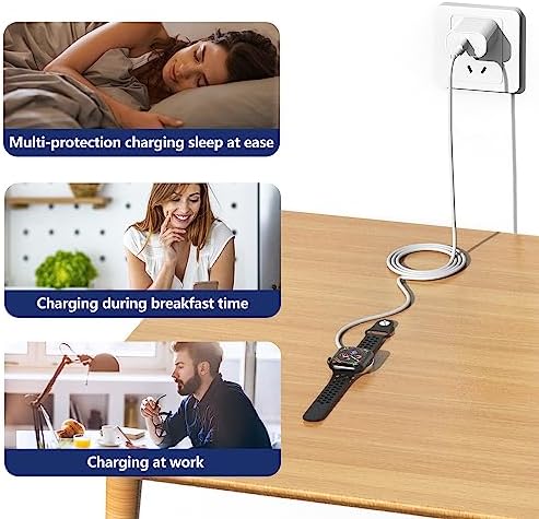 Premium 5 W Fast Charging USB C Cable for Apple Watch – 6 ft Magnetic Charger, MFi Certified, Compatible with Series SE2/8/7 & All Sizes 38 mm to 45 mm – Reliable & Efficient Power Solution for On-the-Go Users