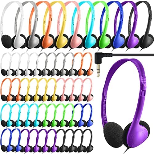 Chumia 50-Piece Classroom Over-Ear Headphones Set – Stylish Dark Blue Adjustable Earphones for Kids, Teens & Adults – Ideal for Enhancing Online Learning, Group Collaboration & Device Compatibility