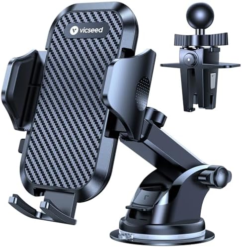 VICSEED Military-Grade Adjustable Phone Holder for Cars – Unmatched 95+ lbs Suction Power for Secure Dashboard, Windshield & Vent Mounting – Universal Compatibility with i Phone & Android – Ultimate Convenience for Safe Driving