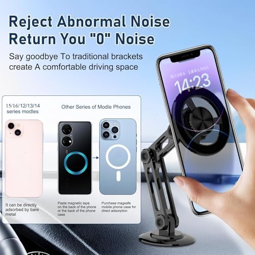 Revolutionary 360° PRO Magnetic Suction Phone Holder for Car – Ultra-Strong Magnet Dashboard Mount for All Smartphones – Compact Alloy Design for Hands-Free Safety and Seamless Navigation – Effortless Installation in Sleek Black Finish – Perfect for Enhanced Road Connectivity and Optimal Viewing Angles