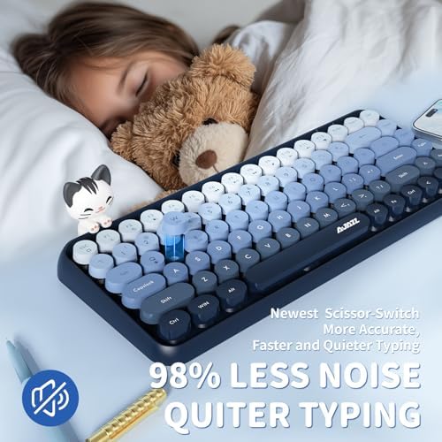 FELICON Retro Mini Wireless Bluetooth Keyboard – Portable 84-Key Typewriter Design for Android, i Pad, Windows & PC – Perfect Companion for Home & Office with Enhanced Compatibility and Rechargeable Battery