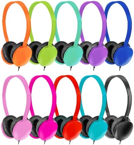 Bulk 15-Pack Kids Headphones for Classroom Learning – Colorful, Durable Earphones for Toddlers, Teens, and Adults – Optimal Audio Solution for School and Home Study Environments with Enhanced Device Compatibility