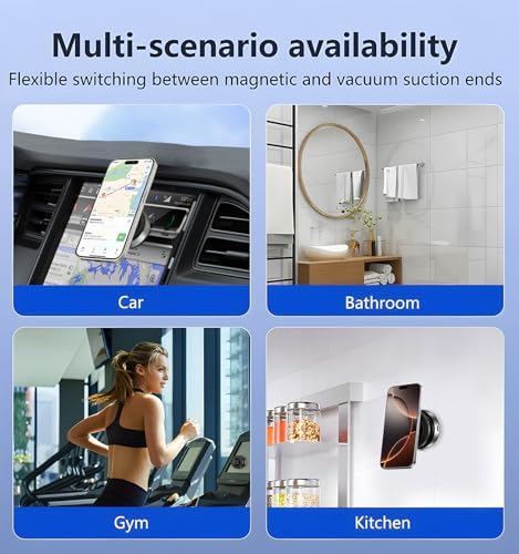 2025 Upgraded Magnetic Phone Holder for Car, 360 Rotatable Folding Vacuum Suction Phone Holder Stand for Dashboard, Windshield, Car, Gym, Car Cell Phone Holder for Android iPhone – Enhanced Compatibility and Speed