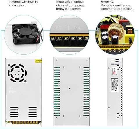 Aclorol 5 V 70 A Universal Power Supply – 350 W High-Efficiency AC to DC Transformer for LED Strips, CCTV Cameras, and Security Systems – Versatile Power Adapter with Rapid Switching Technology and Enhanced Compatibility for Optimal Device Performance