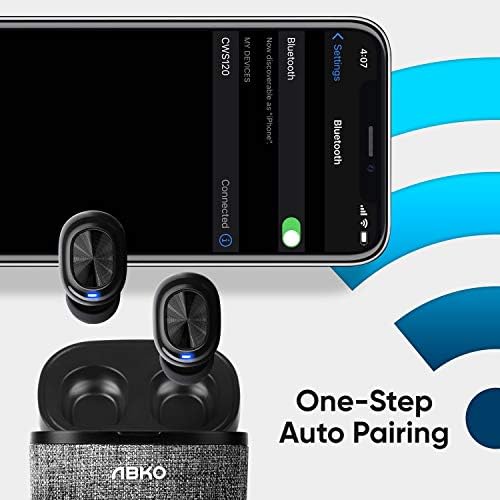 ABKO Ultra Lightweight True Wireless Earbuds with Stylish Fabric Cradle – Bluetooth 5.0 In-Ear Headphones Featuring IPX4 Waterproof Technology, Instant Auto Pairing, and USB-C Fast Charging for Ultimate Sound Experience and Active Lifestyle
