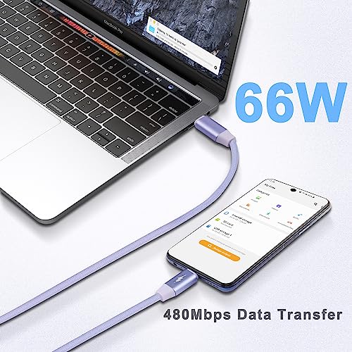 Ultimate 66 W USB C to USB C Splitter for Fast Charging and Data Transfer – 1.5 M Multi-Device Charger Cord for Laptops, Tablets, and Phones – Enhanced Durability and Compatibility for Streamlined Power Solutions