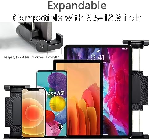 Heavy-Duty Aluminum Dual Arm Tablet Mount with 4-Point 360° Rotation – Secure Drill Base for 6.5″-12.9″ Devices (i Pad, Galaxy Tab, Surface) – Versatile Mounting Solution for Home, Office, and Vehicle Use – Ultimate Stability and Flexibility