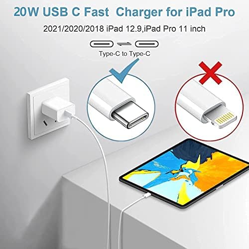 Rapid USB-C Fast Charger for i Pad Models – 20 W PD Wall Adapter with 6 FT Cable for Efficient Charging of i Pad Pro, Air, and Mini – MFi Certified, Compact Design for Travel, Enhanced Compatibility and Safety Features