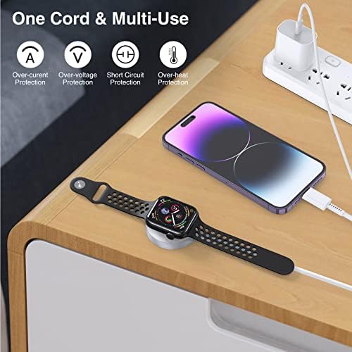 Ultimate 3-in-1 Fast Charging Cable for Apple Devices – 20 W USB-C Charger with 6 FT Length for Seamless Compatibility with Apple Watch Ultra2/SE/10/9/8/7/6/5/4/3 & i Phone 15/16 Pro Max/14/13/12/11 – Elegant White Design for Effortless Organization and Rapid Charging Efficiency