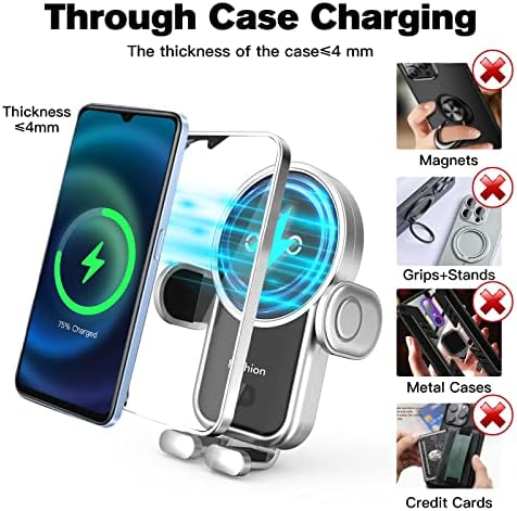 15 W Fast Wireless Car Charger with Auto-Clamping Mount – Effortless Air Vent Holder for i Phone 14/13/12/11/Pro/Xr/Xs/X/8 and Samsung S22/S21/S20 – Sleek Black Design for Enhanced Compatibility and Safety on the Go