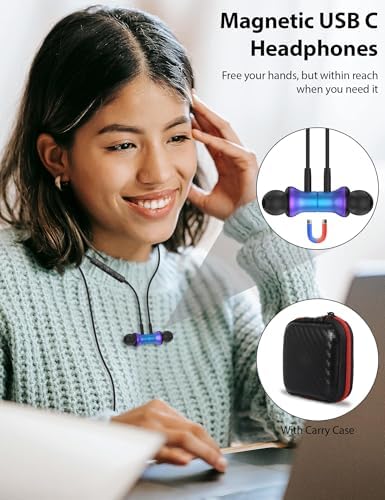 High-Performance USB C Earbuds for i Phone & Samsung – Immersive Hi-Fi Stereo Noise-Isolating Earphones with In-Line Microphone and Adjustable Volume Control – Ideal for Music Enthusiasts and Compatible with Google Pixel 9/8/8 A and More