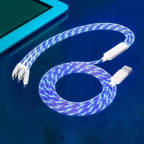 Transform Your Charging Routine with the 6-Foot 3-in-1 LED Charging Cable – Fast Charge & Data Transfer for Micro USB, Lightning, and USB-C Devices – Eye-Catching Glowing Design, Durable Construction Perfect for Home, Office, and Travel Use