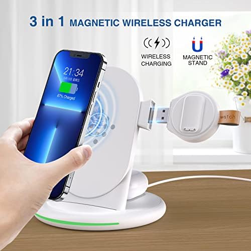 Ultimate 3-in-1 Wireless Charging Hub: Fast Universal Charger for Fitbit Charge 6/5 & Luxe, i Phone 14/12 Pro Max/13/11/8, Samsung Galaxy S22+, and Air Pods Pro/3 – Sleek Black Design for a Tidy Space and Rapid Power Solutions