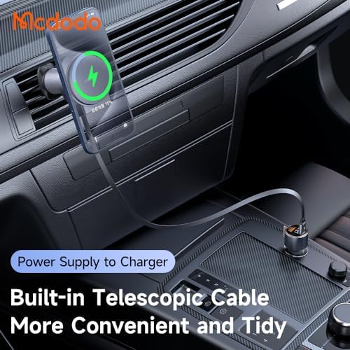 Revolutionize Your Drive with the Mc Dodo 15 W Mag Safe Car Mount Charger – Effortless Wireless Charging with Built-in Retractable USB-C Cable for i Phone 16, 15 Pro, Pro Max Plus, Galaxy & More – Secure Magnetic Design for Ultimate Stability & Fast Power Delivery