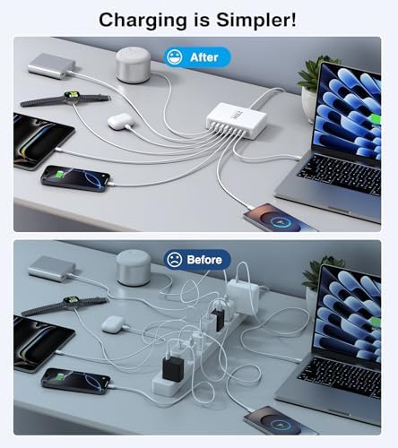 Revolutionize Your Device Charging with the 210 W Ga N III 8-Port USB C Hub – Lightning-Fast PD 45 W Power Delivery for Mac Book Air, i Phone 16/15/14/13/12 Pro Max, Samsung Galaxy S25/24 Ultra & More – Ultimate Efficiency for Home and Travel Needs