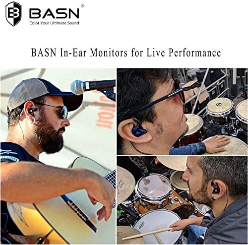 BASN Professional In-Ear Monitor Headphones with Detachable MMCX Earbuds – Dual Dynamic Drivers for Musicians | Noise-Isolating Audio Experience in Stylish Blue | Versatile Compatibility for Studio and Stage Use