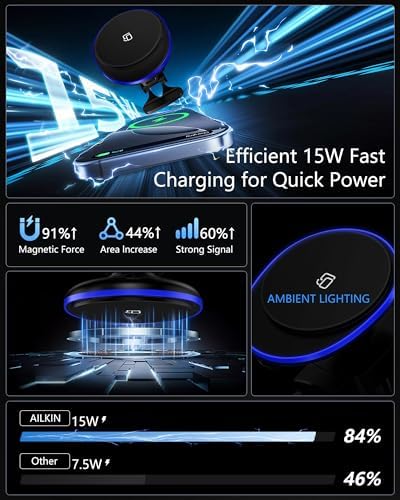 Samsung Galaxy S25 Edge Magnetic Wireless Car Charger – 15 W Fast Qi2 Charging Mount for Samsung Galaxy S25/S24/S23 Ultra & Apple i Phone 16/15 Pro Max – 360° Adjustable Air Vent Design for Seamless Connectivity and Convenience