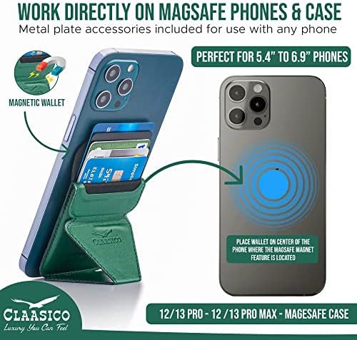 Versatile Claasico Magnetic Cell Phone Wallet & Stand – Stylish Brown Cardholder with Car Air Vent Mount, Dual-Mode Viewing, Extra Magnetic Strips for Enhanced Compatibility – Ultimate Hands-Free Accessory for i Phone Users and Minimalist Lifestyles