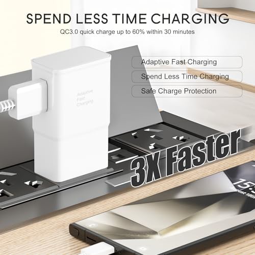 Samsung Adaptive Fast Charging Wall Charger: Rapid Quick Charge Adapter for Galaxy S Series & Note – High-Speed Power Delivery, Compact Design, Enhanced Durability, Over-Voltage Protection for Optimal Device Lifespan