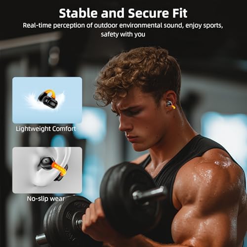 Revolutionary Clip-On Bone Conduction Wireless Earbuds for i Phone & Samsung – Bluetooth 5.3 Sports Headset with Open-Ear Design for Enhanced Situational Awareness, Integrated Microphone for Seamless Hands-Free Calls, Ultra-Lightweight Comfort for Active Lifestyles – Elevate Your Audio Experience with Safety and Clarity