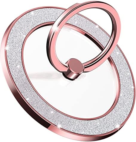 Glamorous Purple Glitter Magnetic Phone Ring Holder for Mag Safe – Secure i Phone Grip with Wireless Charging Compatibility – Elevate Usability and Style Effortlessly