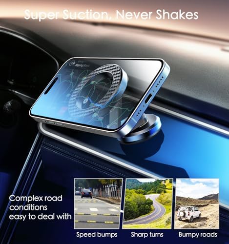 Magnetic Dashboard Phone Holder for Cars – Versatile Rotatable Mount for i Phone 15, 14, 13, 12 Pro Max Plus Mini & All Smartphones – Superior Stability for Hands-Free Navigation and Quick Access