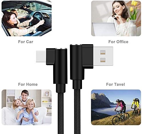 90-Degree Right Angle USB C Cable – Braided Type C Cord for Fast Charging & Data Transfer – Compatible with Galaxy S10, S20, Note10, LG Stylo 4, Moto Z2 & More – Versatile 3 FT, 6 FT, 10 FT Lengths – Durable & Tangle-Free Solution for Gaming & Streaming – Enhance Port Longevity & Convenience