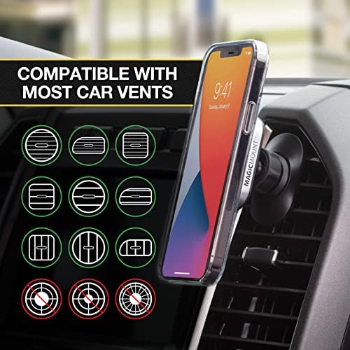 Transform Your Driving Experience with the Scosche MP2 FM-XCES0 Magic Mount Pro2 – Universal Flush Magnetic Car Mount Compatible with Mag Safe, i Phones, Galaxy, Pixel & All Smartphones – Effortless Hands-Free Access and Enhanced Stability for Safe Navigation