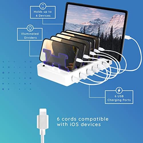 Stylish 6-Port USB Charging Dock in Elegant Pink – High-Speed Multi-Device Charger for i Phone and Android – Smart Technology for Fast, Safe Charging – Ideal for Home, Office, and Travel – Compact, Clutter-Free Design for Effortless Organization and Portability