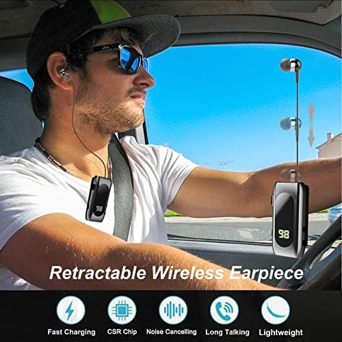 Advanced Retractable Bluetooth V5.0 Earbuds – Premium Noise Cancelling Wireless Headset for Professionals and Athletes, 20-Hour Battery Life, Ergonomic Hands-Free Design, Ideal for Truckers and Drivers, Unmatched Sound Clarity and Portability