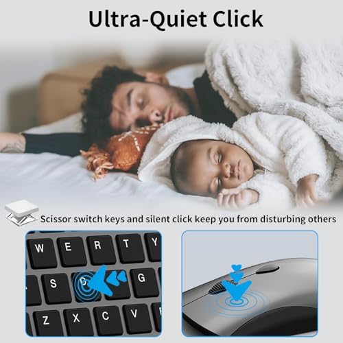 Ultra-Slim 2.4 G Wireless Keyboard with Numeric Keypad – Silent Ergonomic Design for Effortless Typing on PC & Mac, Plug-and-Play USB Receiver, Scissor Switch Technology for Enhanced Comfort and Speed