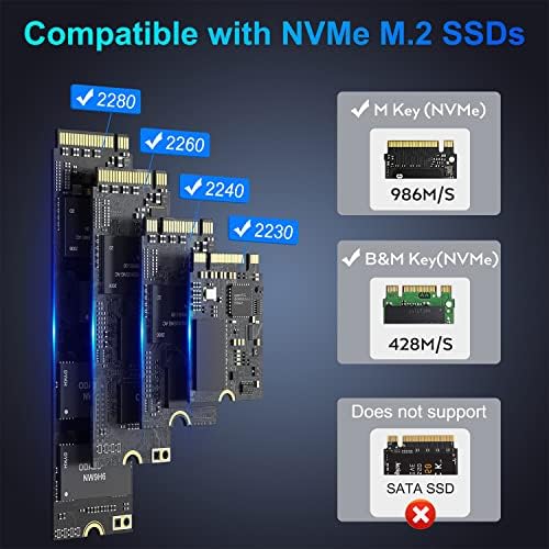Sokiwi Tool-Free M.2 NVMe SATA SSD Enclosure Adapter – High-Speed USB 3.2 Gen2 10 Gbps External Drive Converter for M-Key/B+M Key SSDs – Compact and Durable Solution for Data Transfer, Backup, and Storage Expansion – Supports UASP & TRIM for Optimal Performance