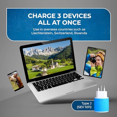 OREI Switzerland Travel Plug Adapter with Dual USB Ports – Ultimate Type J Charging Solution for USA Devices – Fast, Efficient Power for i Phones, Laptops, Tablets & More – Essential Travel Accessory for Hassle-Free Connectivity