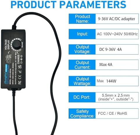Versatile 120 W Universal AC to DC Power Adapter – Adjustable 3 V to 12 V, 10 A Output with 14 Interchangeable Tips & Polarity Converter for Seamless Compatibility with LED Strip Lights, Printers, CCTV Cameras, and More – Ultimate Efficiency and Durability Ensured
