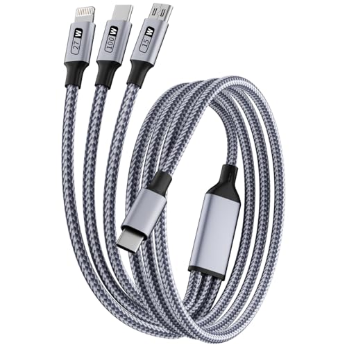 240 W 4-in-1 USB C Charging Cable – 6 FT Multi-Device Power Solution with LED Indicator for i Phone 16/15/14 Pro, Mac, i Pad, Samsung S25/S24 – Fast Charging Compatibility, Durable Design for Home & Travel