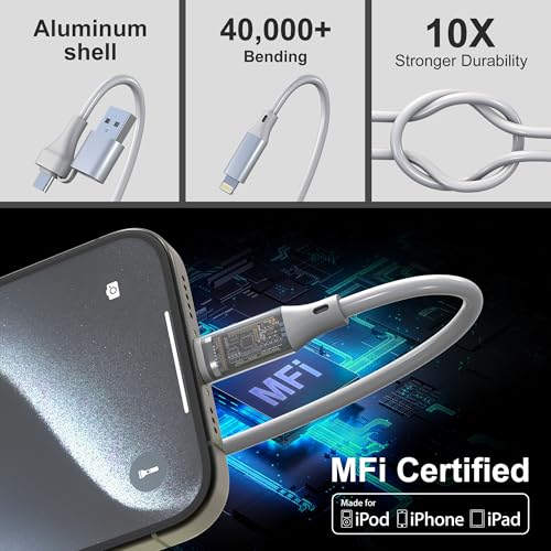 Revolutionary 4-in-2 Retractable Charging Cable for i Phone 15 & Apple Watch – MFi Certified Multi-Port Charger with USB-C, Micro USB, Lightning & Magnetic Dock – 100 W PD Ultra-Fast Charging & Data Sync Capabilities – Perfect for Home, Office, and Travel – Robust Design with 12-Month Warranty and Wide Device Compatibility
