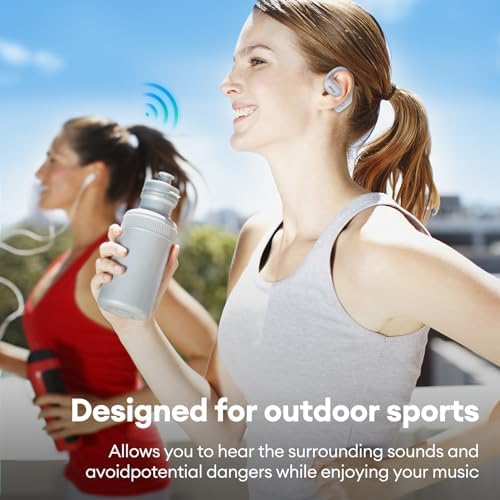 Open Ear Wireless Bluetooth Sport Earbuds with 60-Hour Battery Life – Advanced Bluetooth 5.4 Technology for Optimal Connectivity – Ergonomic Sweat-Proof Design for Runners and Gamers – HD Microphone for Crystal Clear Calls – Perfect for Fitness Enthusiasts Seeking Comfort and Awareness
