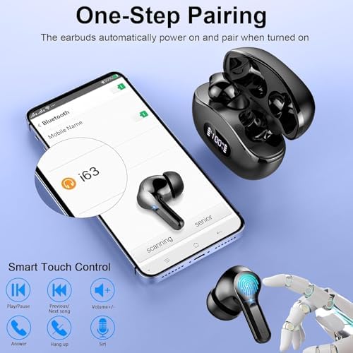 AOTONOK 2025 Wireless Earbuds – Advanced Bluetooth 5.3 Headphones with 40-Hour Playtime, IP7 Waterproof Protection, and ENC Noise Cancelling Technology for Ultimate Audio Experience – Ideal for Music Enthusiasts and Professionals on the Move