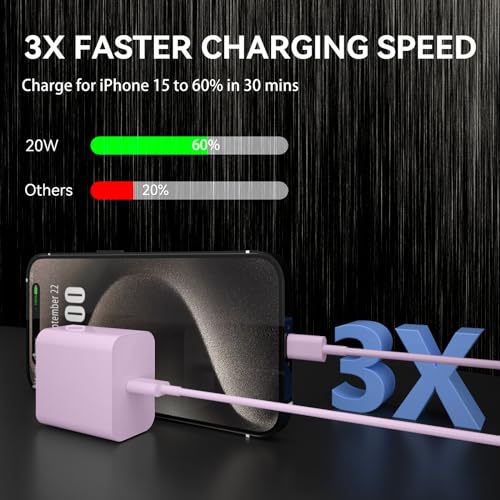 Ultimate i Phone 16 Pro Max Fast Charger with 8 FT USB-C Cable – High-Speed Wall Adapter in Stylish Purple – Compatible with i Phone 15 Series and i Pad Pro – Perfect for Quick Charging on the Go – Enhance Your Charging Experience with Extended Reach and Reliability