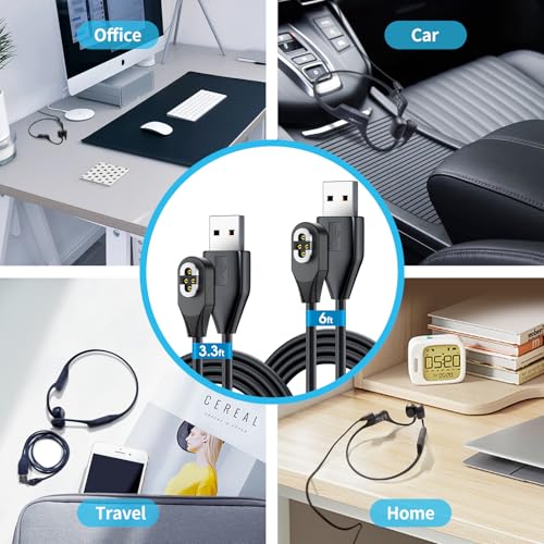 ANMONE Enhanced Dual-Length Charging Cable Set for Open Swim Pro/Pro 2 – 3.3 ft & 6 ft Magnetic USB Charger for S710 Open-Ear Headphones – Secure, Fast, and Durable Replacement Solution