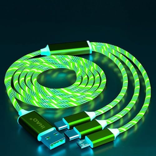 IHAO 60 W USB Type C to Type C Fast Charging Cable with LED Current Indicator – High-Speed Data Transfer for Android & i OS Devices – 39 Inch Universal Charger in Vibrant Green – Durable, Efficient Power Delivery for Modern Tech