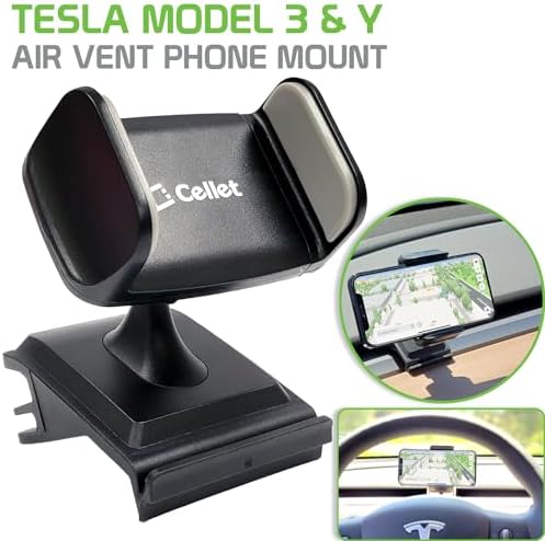 Elevate Your Driving Experience with the Cellet Air Vent Phone Mount for Tesla Model Y & Model 3 – Seamless Installation, 360-Degree Rotation, and Enhanced Compatibility for Hands-Free Navigation and Communication