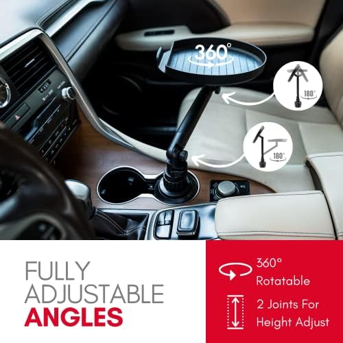 Transform Your Driving Experience with the Macally Adjustable Cup Holder Tray – Multifunctional Car Food and Phone Organizer with Swivel Arm and Secure Smartphone Slot for Ultimate Convenience on the Go
