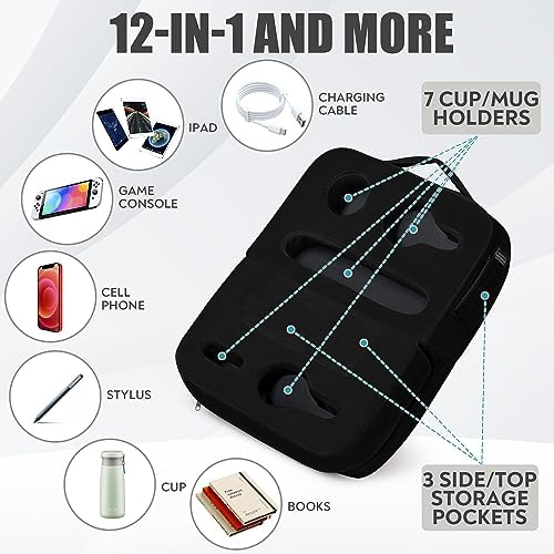 Leopard Print Couch Cup Holder Tray Pillow – Versatile Bed and Sofa Caddy for Drinks, Snacks, and Devices – Portable Memory Foam Organizer for RVs and Cars – Stylish and Easy-to-Clean Accessory for Ultimate Comfort and Convenience